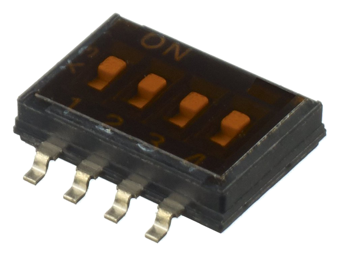 APEM 4 Way Surface Mount DIP Switch SPST, Recessed Actuator Slide Actuator