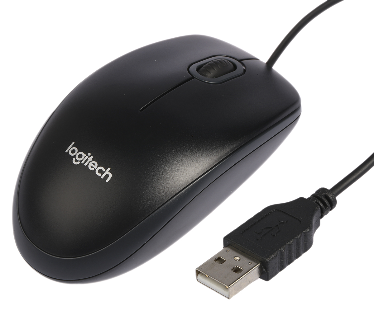 Logitech B100 3 Button Wired Standard Optical Mouse Black