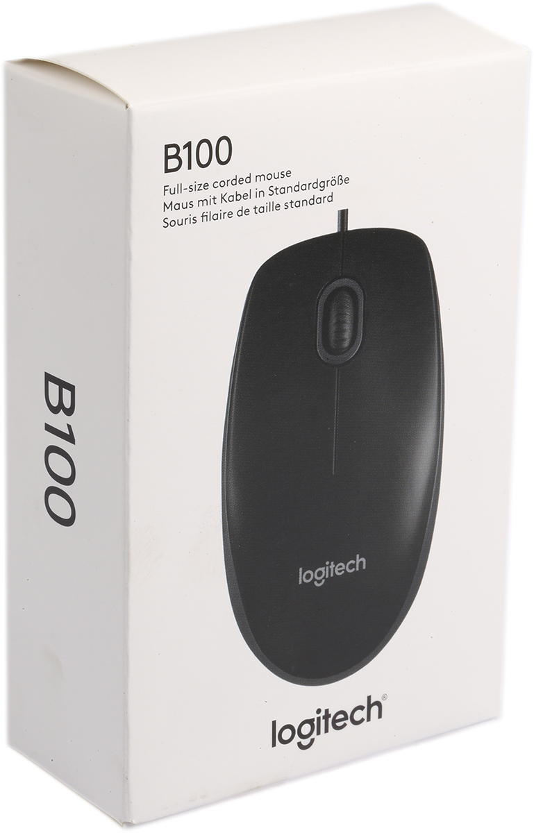 910-003357 Logitech B100 3 Button Wired Standard Optical Mouse Black