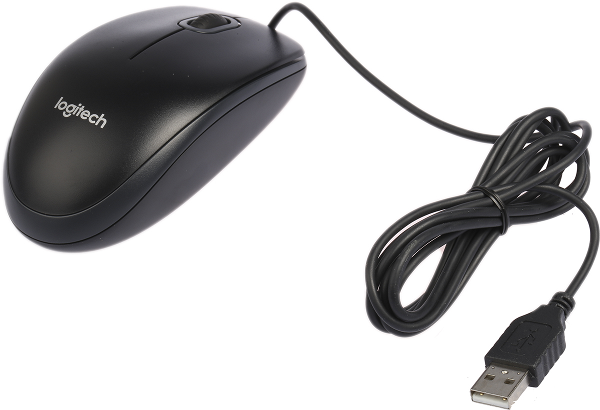 910-003357 Logitech B100 3 Button Wired Standard Optical Mouse Black