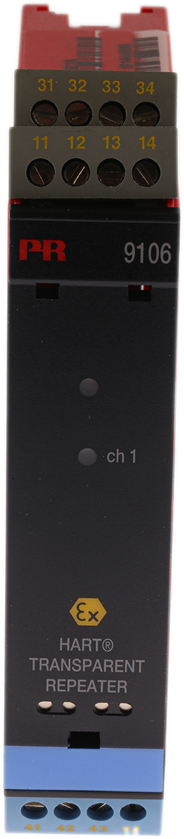 PR Electronics 9100 Series Transparent Repeater, Current Input, Relay, Current Output, 19.2V dc, 31.2 V dc Supply, ATEX
