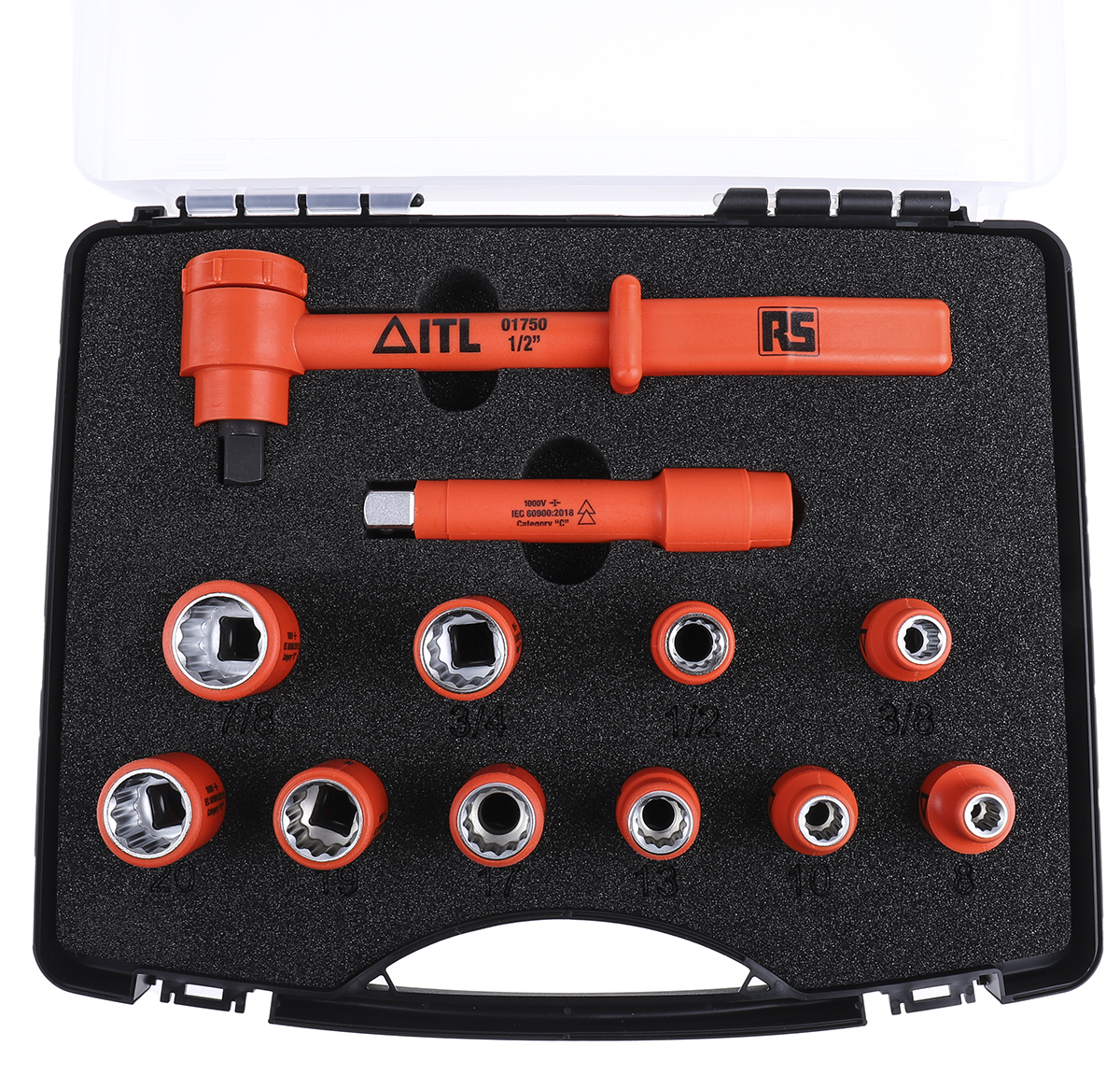 911-1477 ITL Insulated Tools Ltd 12-Piece 1/2 in Driver Socket Set VDE/1000V Approved