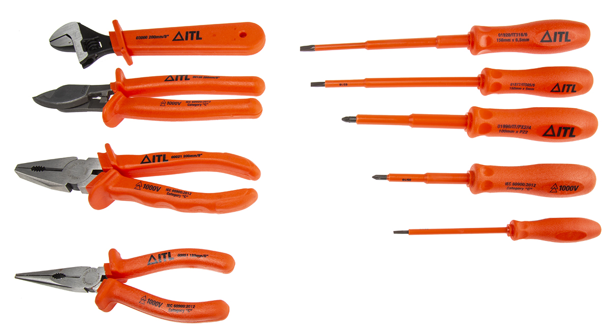 911-1538 ITL Insulated Tools Ltd 9 Piece Electrician Tool Kit Tool Kit VDE/1000V Approved