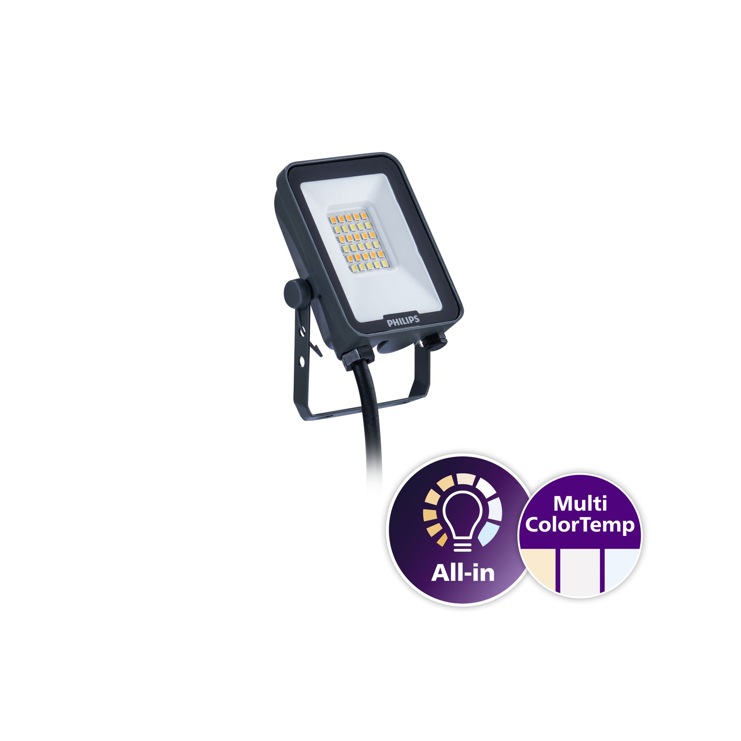 Philips Lighting BVP167 Floodlight, 1 LED, 20 W Grey, 2400 lm, IP65, 240V
