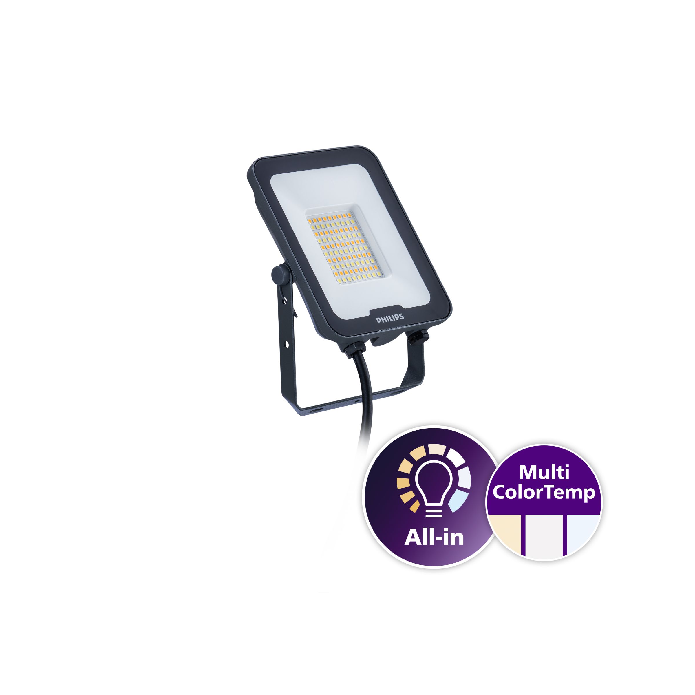 Philips Lighting BVP167 Floodlight, 1 LED, 50 W Grey, 6000 lm, IP65, 240V