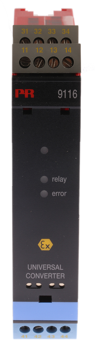 PR Electronics 9100 Series Universal Converter, Universal Input, Current, Relay Output, 19.2V dc, 31.2 V dc Supply, ATEX
