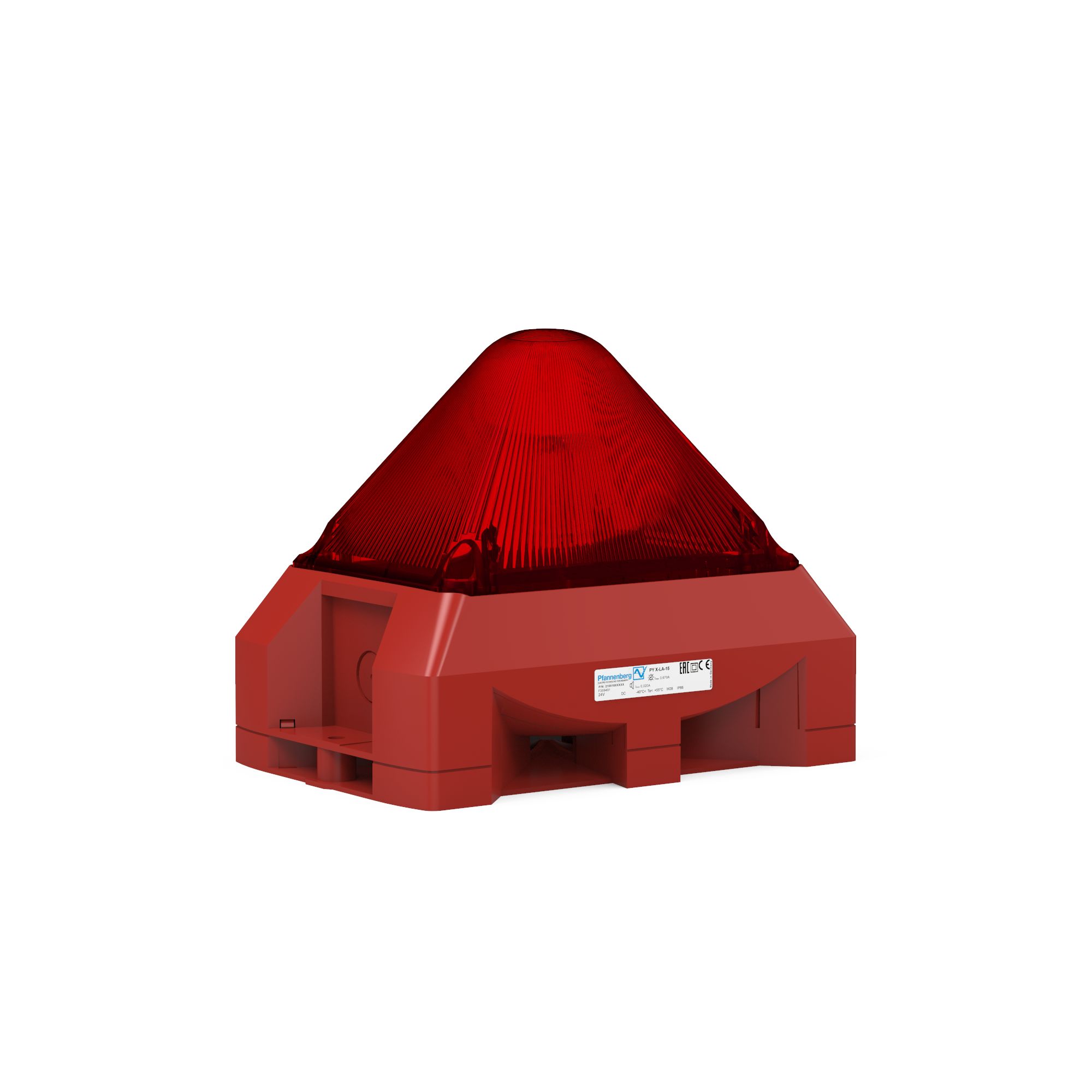 Pfannenberg PY X Series Red Beacon, 24 V dc, IP66, Free Mount, 101dB at 1 Metre