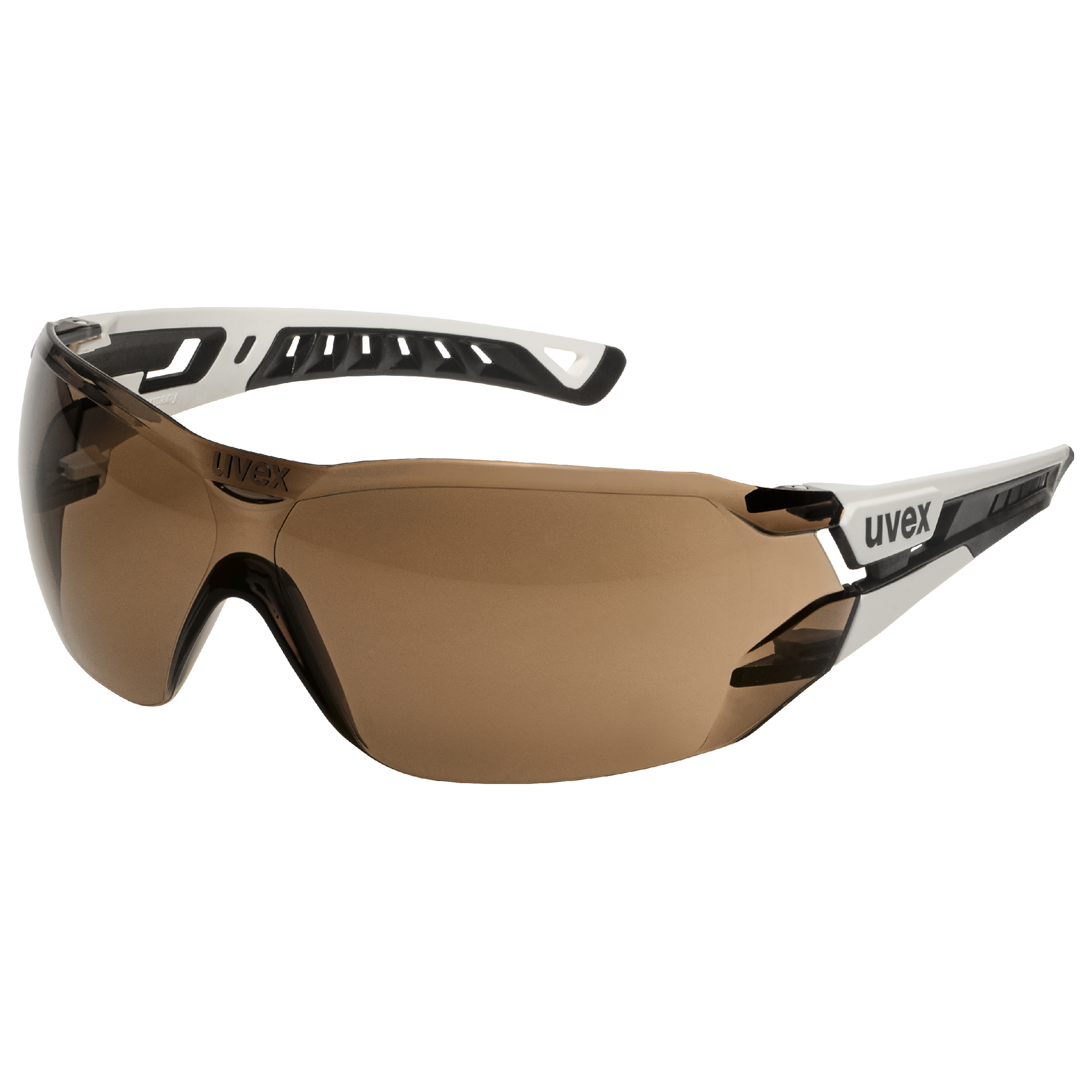 uvex pheos nxt Safety Glasses, Anti-Scratch, Anti-Fog, Brown, Black, White Polycarbonate Lens, Plastic
