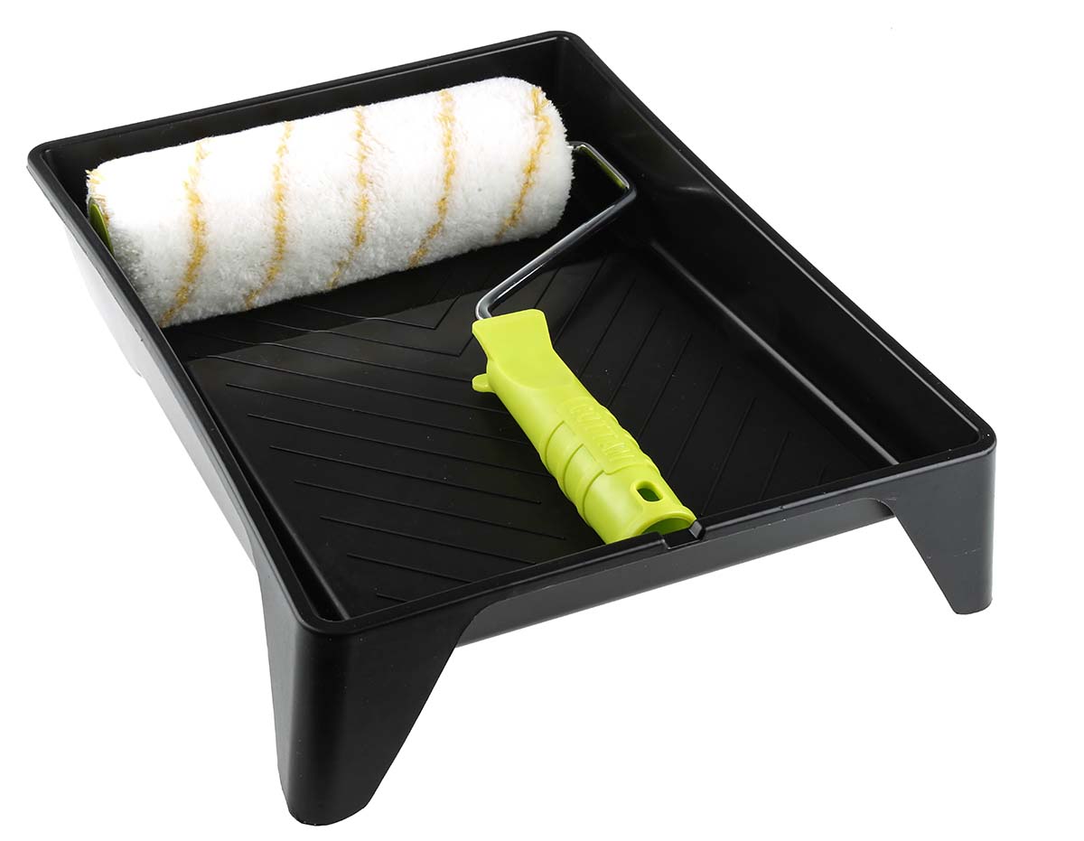 Cottam Paint Roller & Tray Kit includes: Plastic Tray, Cage Frame, Polyester Roller Sleeve
