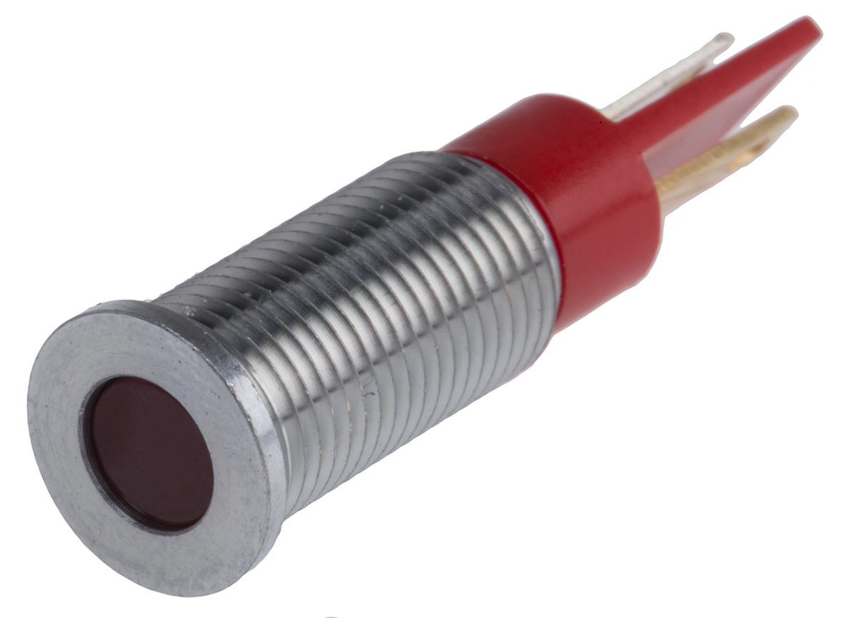RS PRO Red Panel Mount Indicator, 24V dc, Solder Lug Termination, IP67