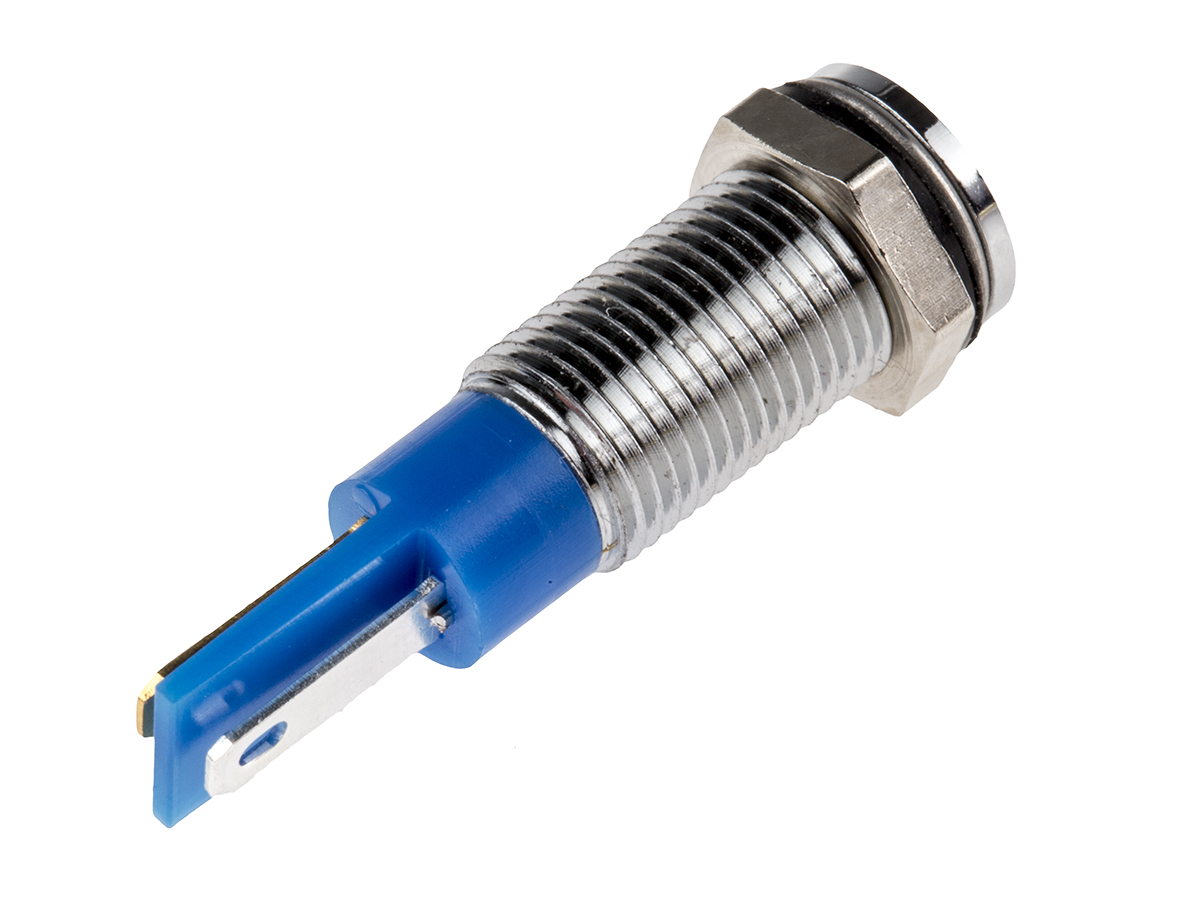 913-8713 RS PRO Blue Panel Mount Indicator, 24V dc, Solder Lug Termination, IP67