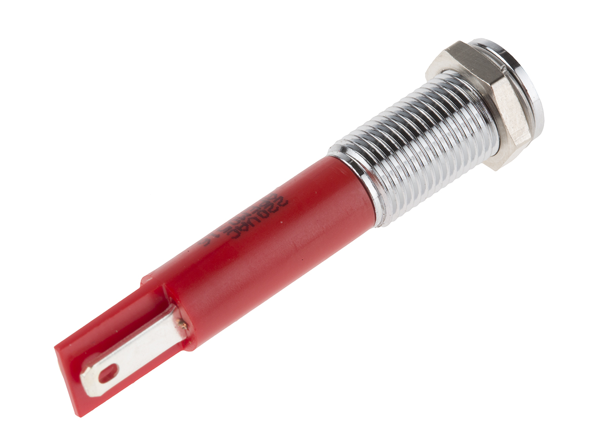 913-8731 RS PRO Red Panel Mount Indicator, 220V ac, Solder Lug Termination, IP67
