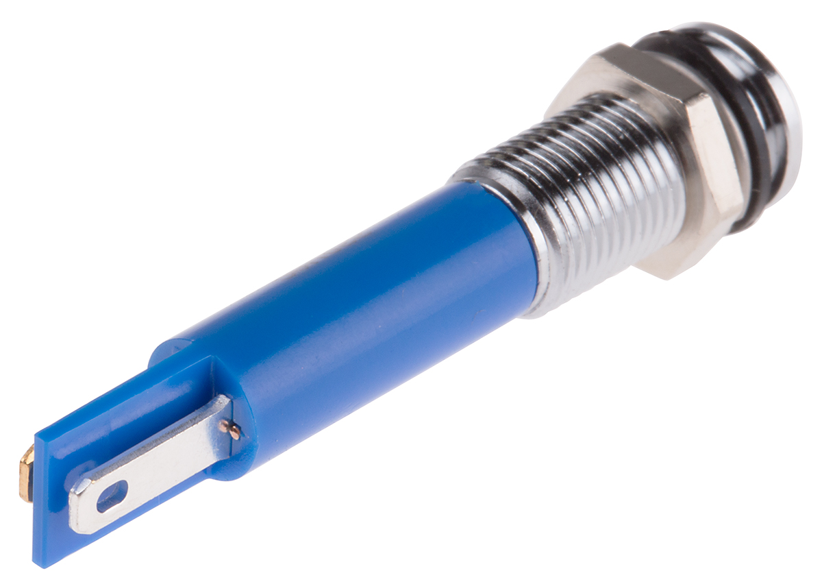 913-8747 RS PRO Blue Panel Mount Indicator, 220V ac, Solder Lug Termination, IP67