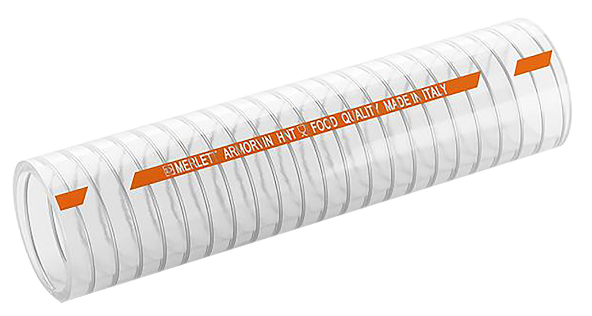 Merlett Plastics Armorvin T Polyvinyl Chloride Polyvinyl Chloride Galvanised Steel, Hose Pipe, 50 mm ID, 61 mm OD,