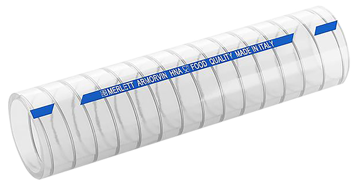 Contitech Armorvin HNA Polyvinyl Chloride Polyvinyl Chloride Galvanised Steel, Hose Pipe, 60 mm ID, 72 mm OD, Clear, 5 m