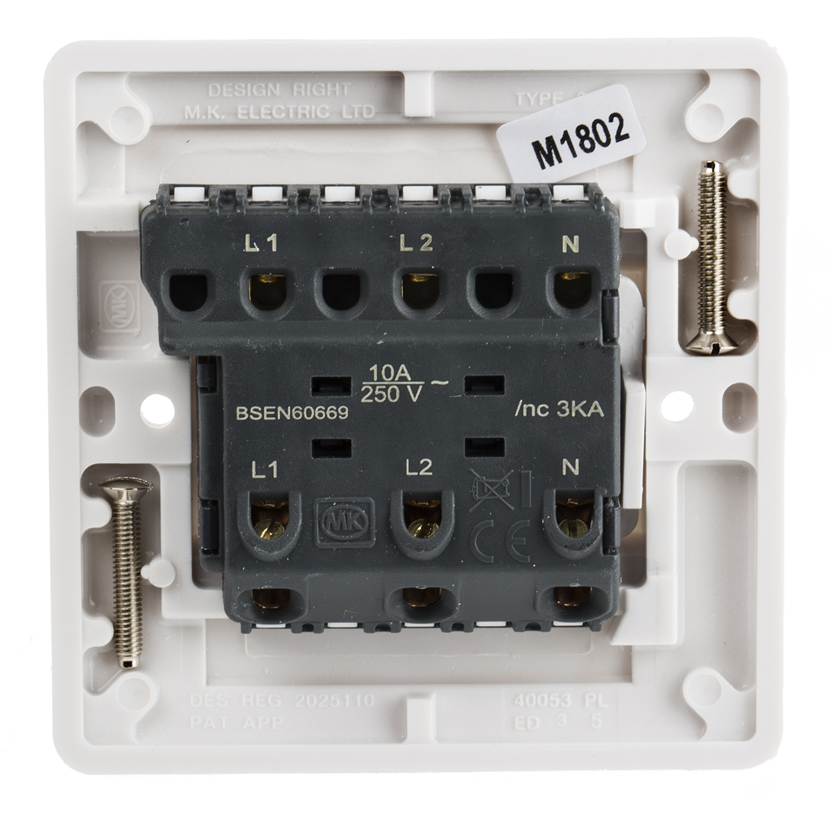 MK Electric White Logic Plus Fan Isolator Switch