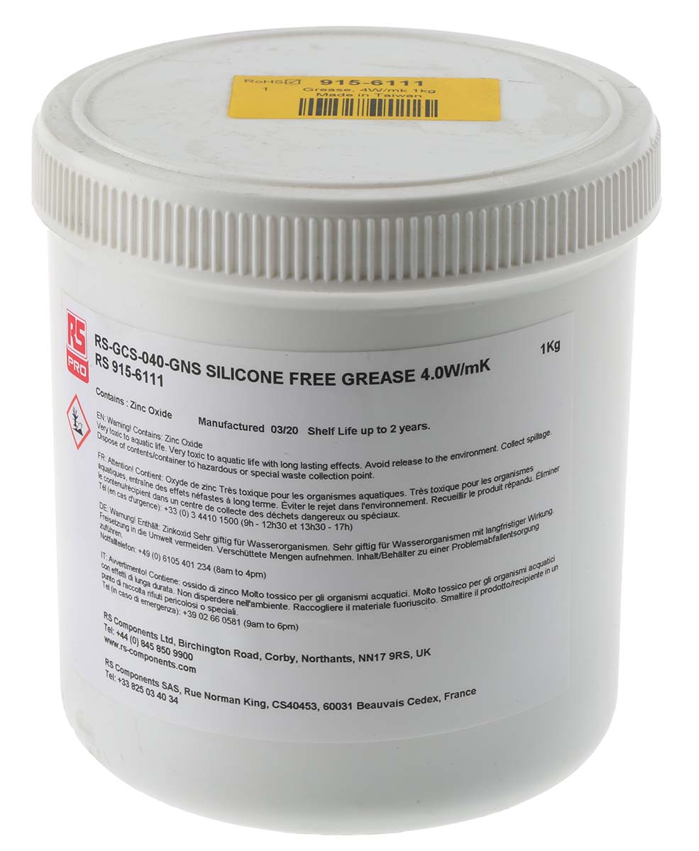 RS PRO Boron Nitride, Zinc Oxide Thermal Grease, 4 W/mK, Container