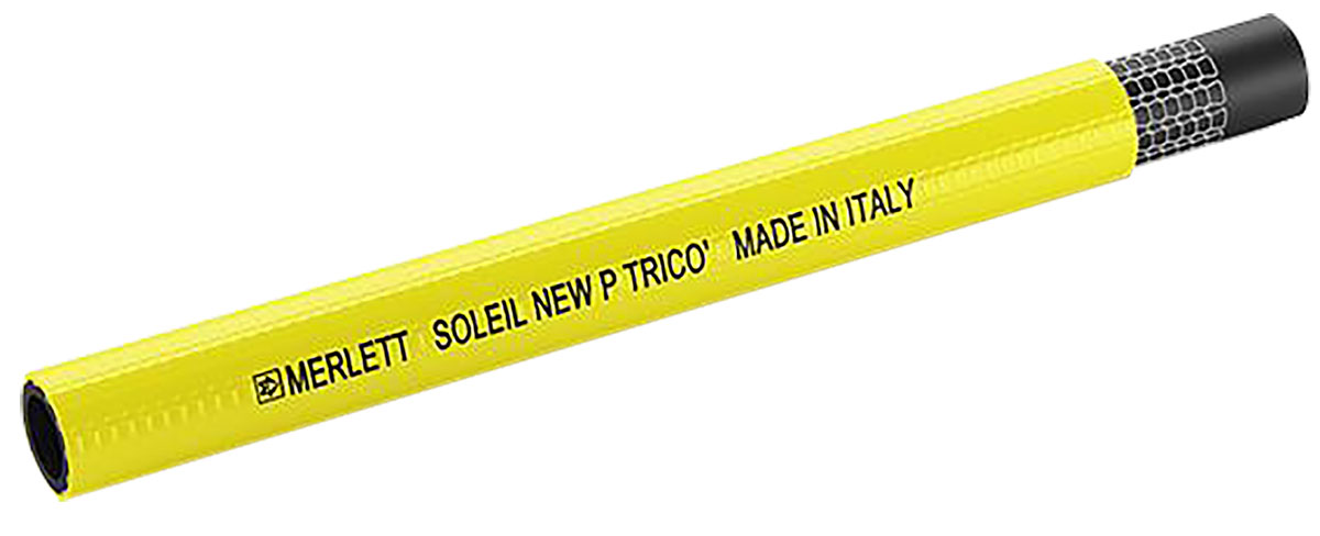 Merlett Plastics 915055 SOLEIL NEW P TRICO Polyvinyl Chloride Knitted Textile, Hose Pipe, 12 mm ID, 16 mm OD, Yellow, 25