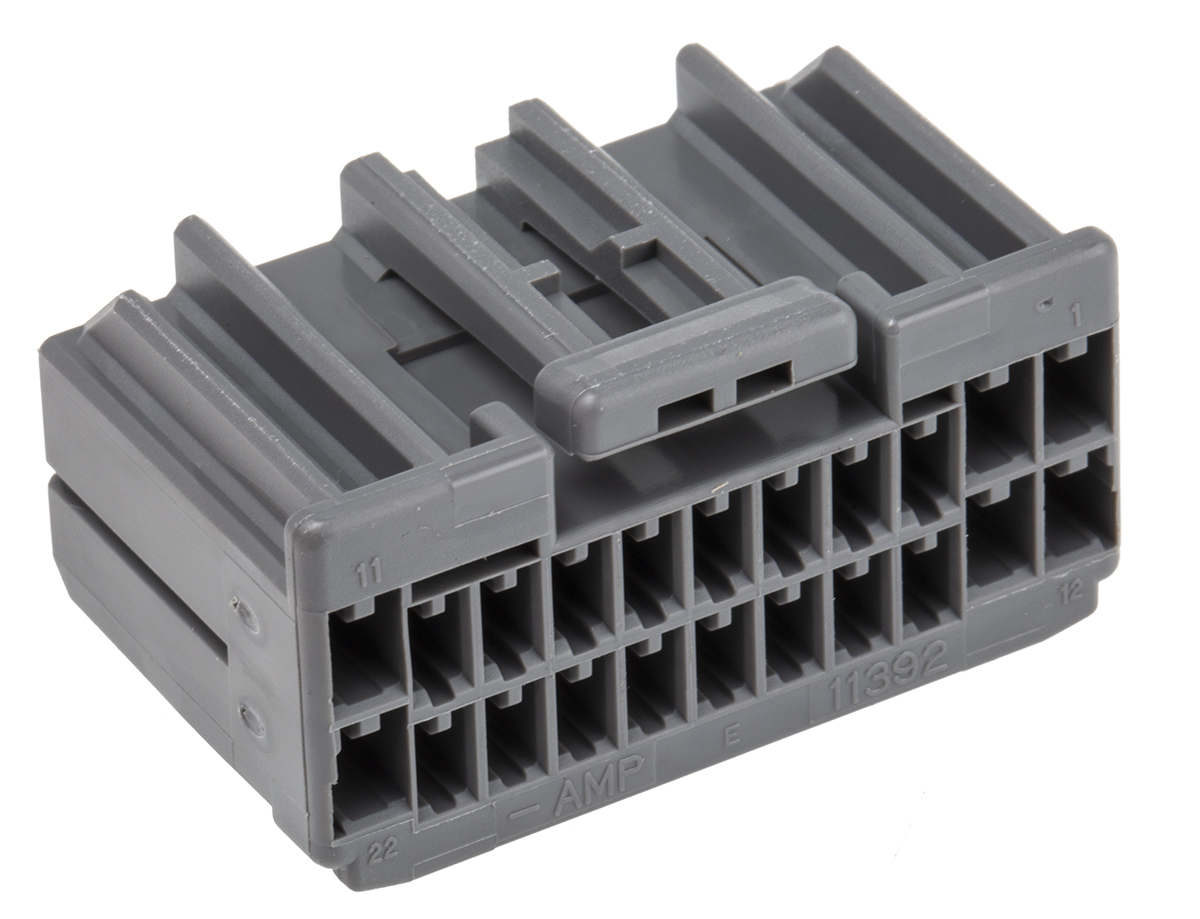 TE Connectivity, Multilock .040 .070 Hybrid Automotive Connector Male Grey Cable 22 Way Crimp Termination