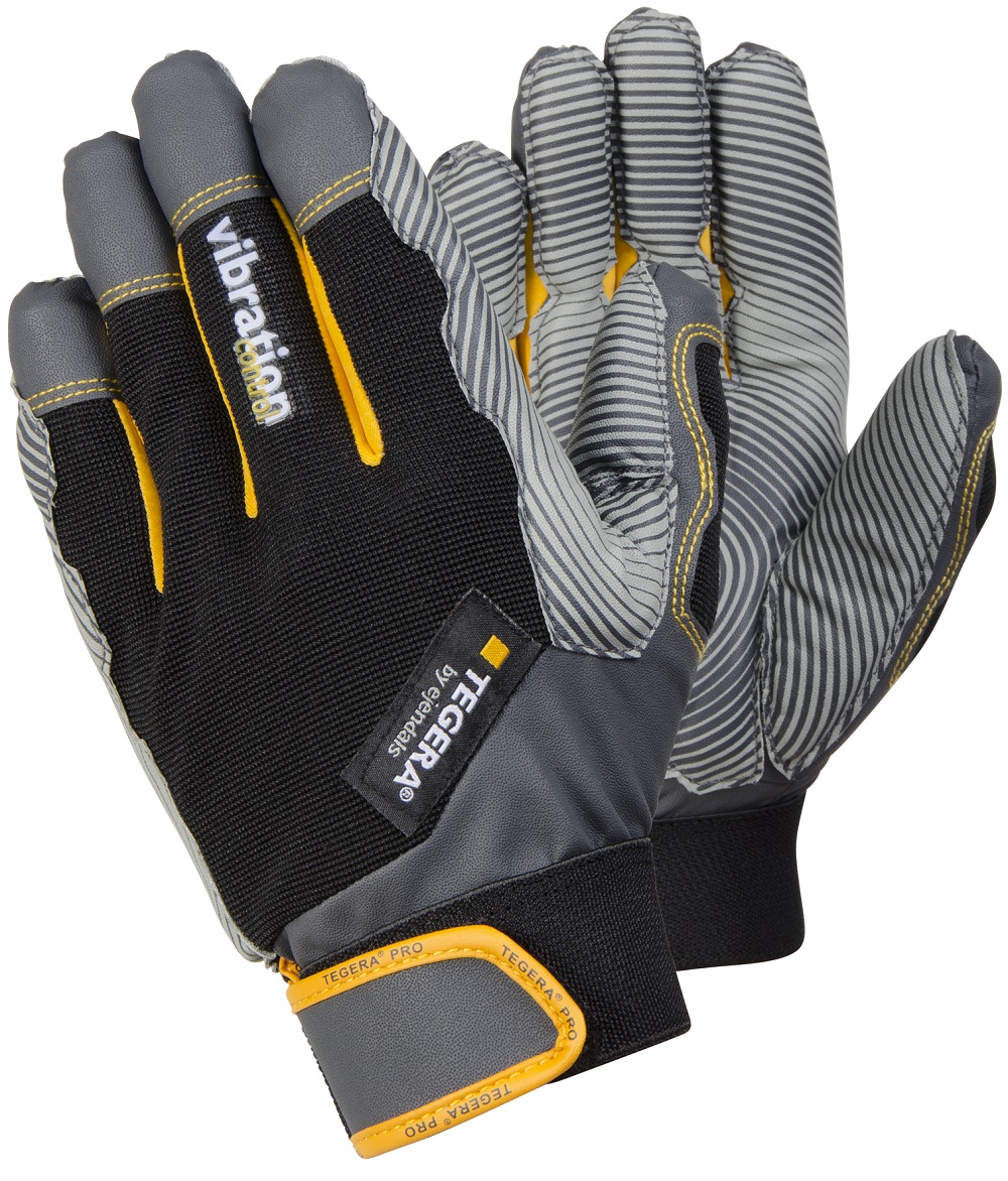 Tegera TEGERA PRO 9180A Black Polyester, Synthetic Leather, Vibrothan Puncture & Tear Resistant Gloves, Size 7