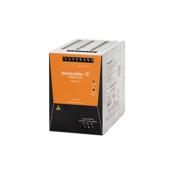 Weidmüller AC/DC Adapter DIN Rail Power Supply, 264 V, 370 V ac, dc Input, 48V ac, 10A Output, 480W