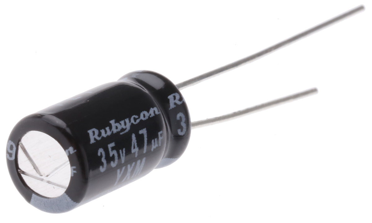 Rubycon 47μF Aluminium Electrolytic Capacitor 35V dc, Radial, Through Hole - 35YXM47MEFC6.3X11