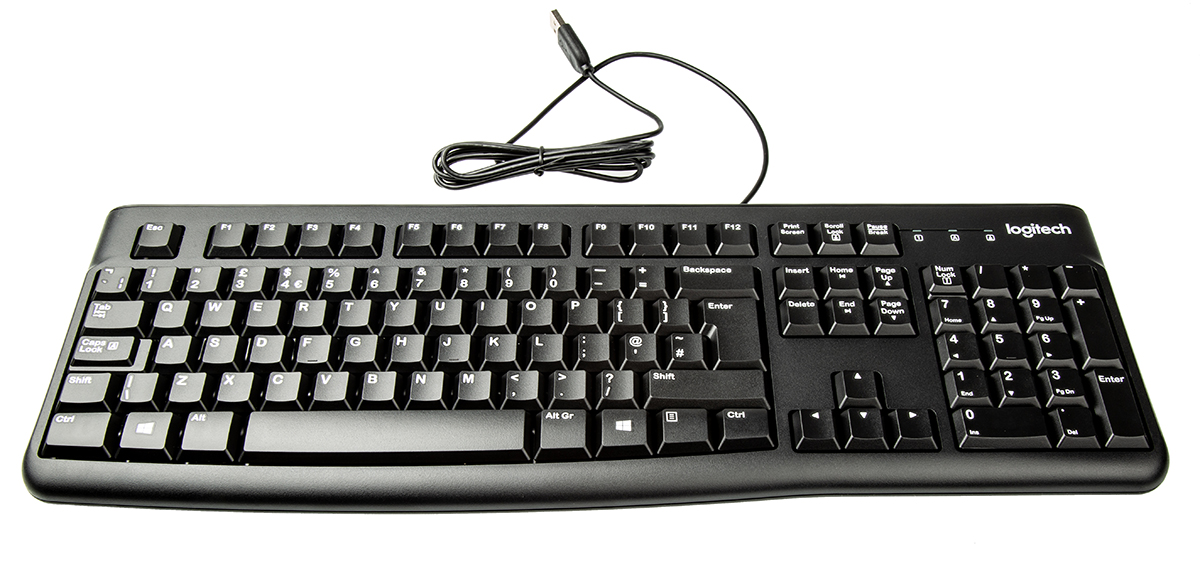 Logitech K120 Wired USB Standard Keyboard, QWERTY (UK), Black
