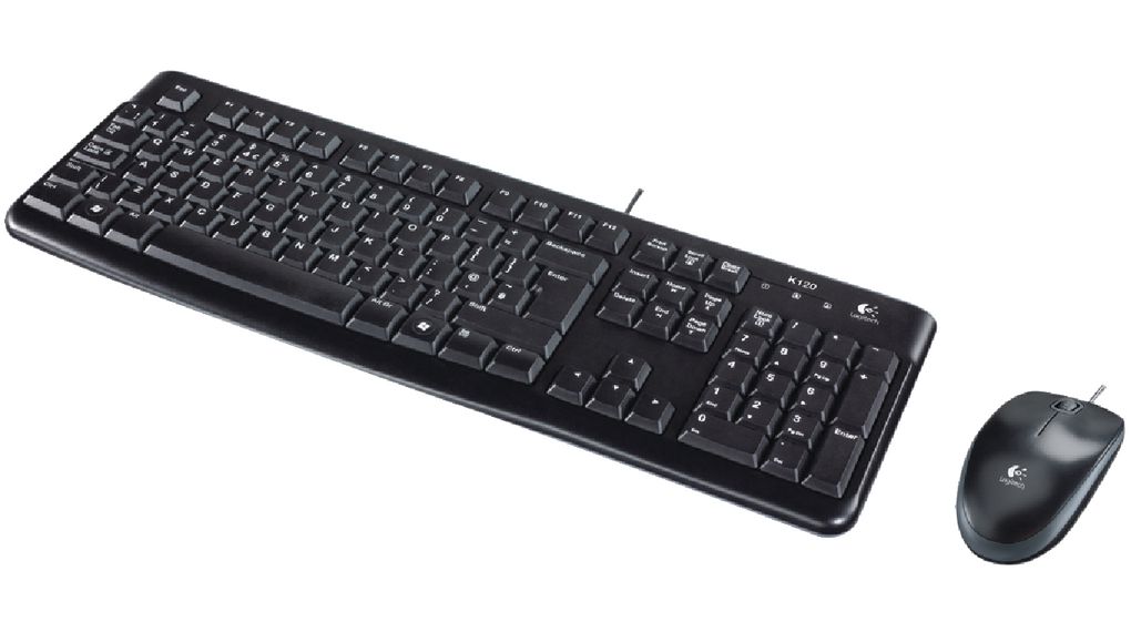 Logitech 920-002540 Wired Numeric Pad Keyboard & Mouse Set, QWERTY, Black
