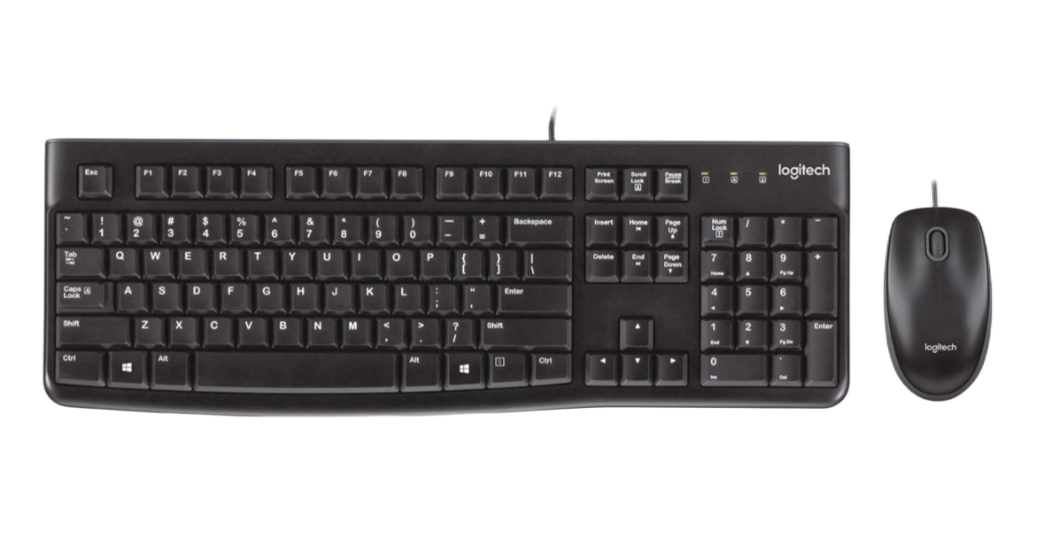 Logitech Wired Standard Keyboard & Mouse Set, QWERTY (UK), Black