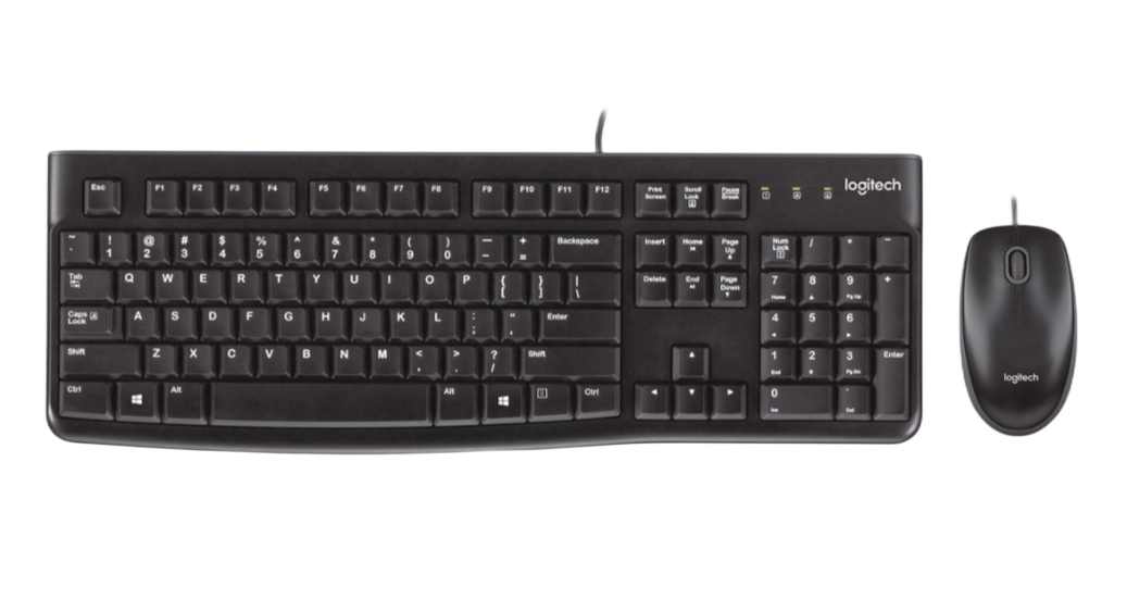 Logitech Wired Standard Keyboard & Mouse Set, QWERTY (US), Black