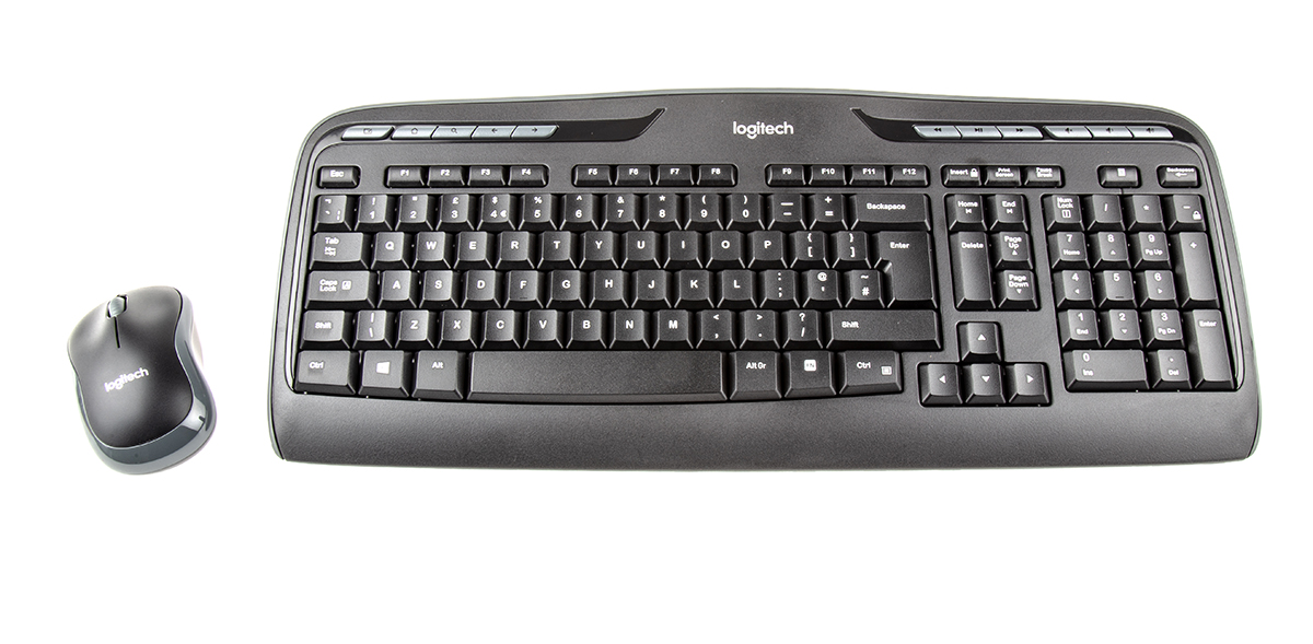 Logitech MK330 Wireless Standard Keyboard & Mouse Set, QWERTY, Grey, Black, Keyboard: Black