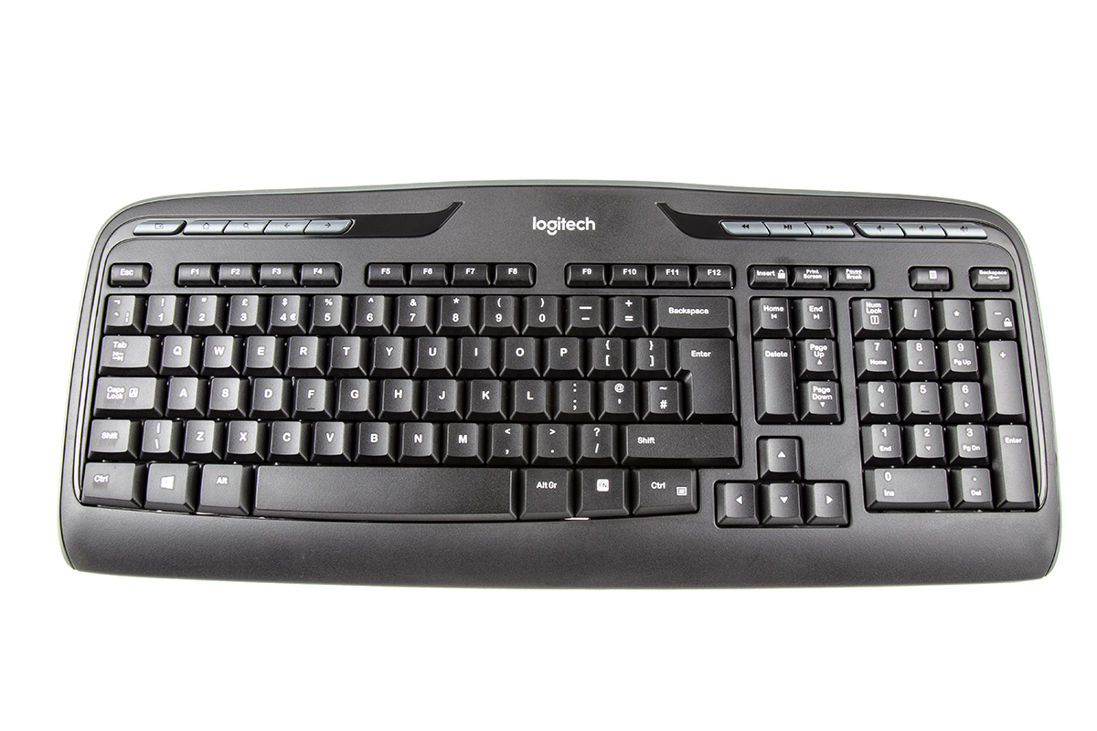 920-003986 Logitech MK330 Wireless Standard Keyboard & Mouse Set, QWERTY, Grey, Black, Keyboard: Black