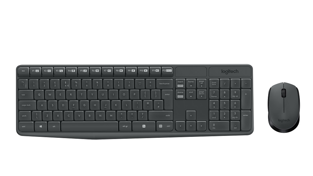 Logitech Wireless Standard Keyboard & Mouse Set, QWERTY (US), Grey