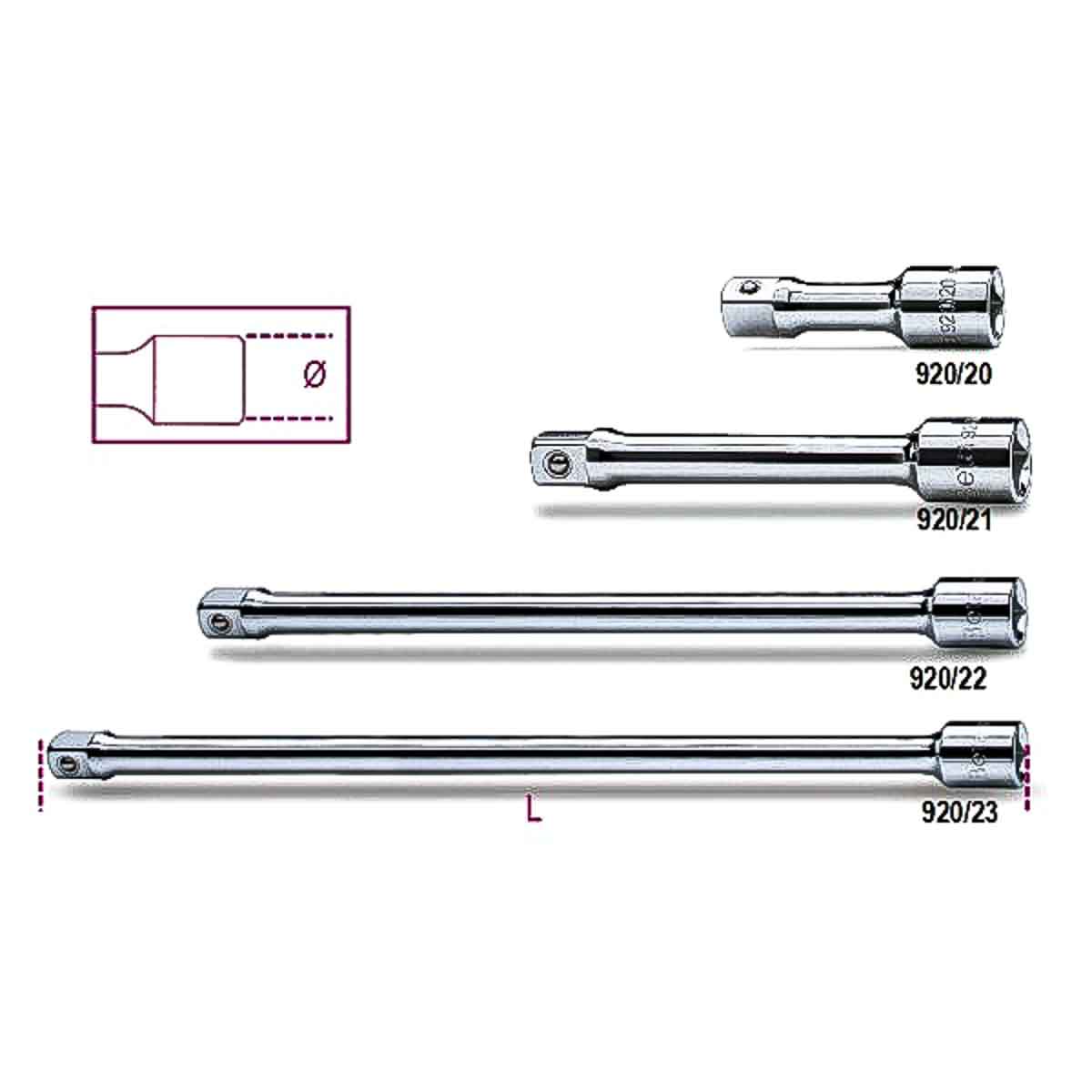 BETA 1/2 in Square Extension, 125 mm Overall