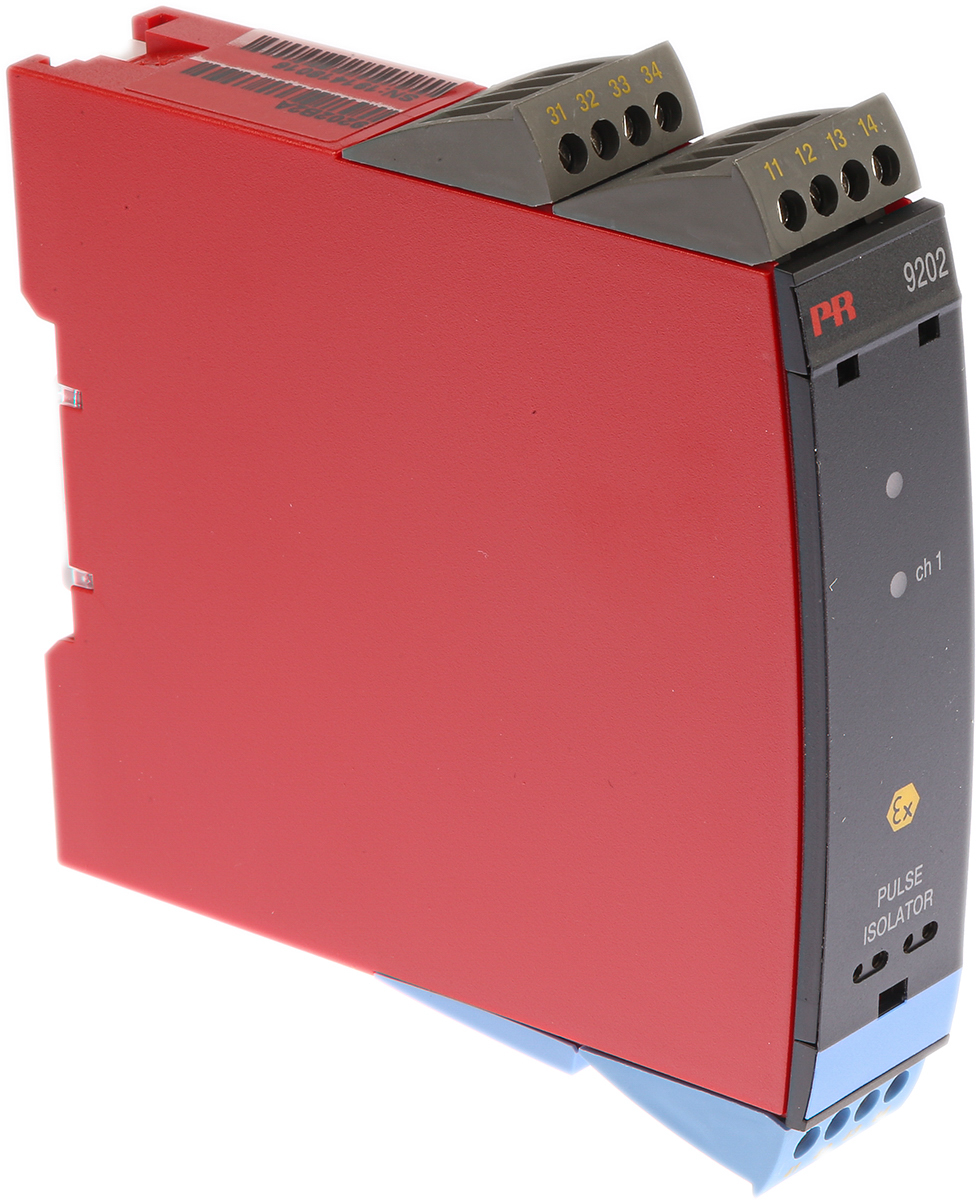 9202b2a PR Electronics 9200 Series Pulse Isolator, Switch Input, Relay Output, 19.2V dc, 31.2 V dc Supply, ATEX