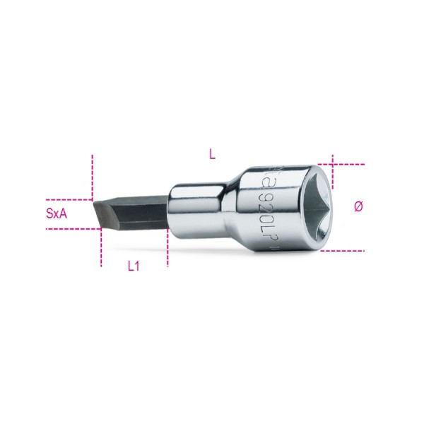 BETA Screwdriver Bit, 1.2 x 8 Tip, Slotted Drive, 62 mm Overall 1-Piece