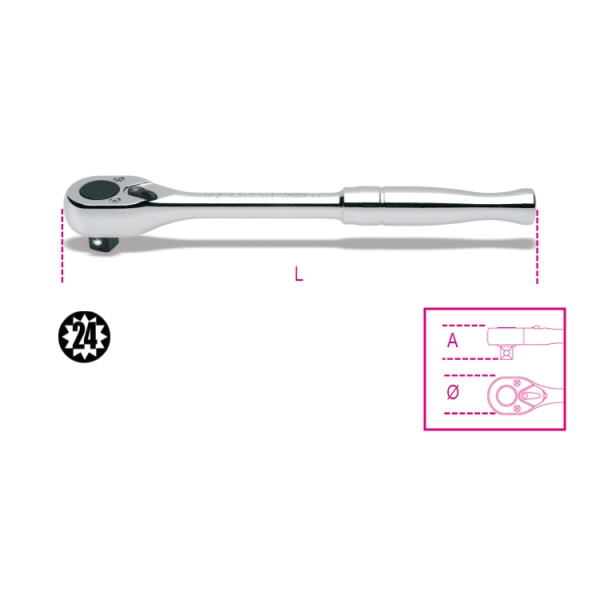 BETA 1/2 in Socket Accessory with Metal Handle, 253 mm Overall