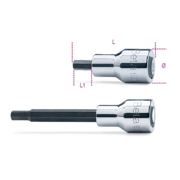 BETA Hex Screwdriver Bit, 12.7 mm Tip, 9 mm Tip, Hex Drive, 58 mm Overall 1-Piece