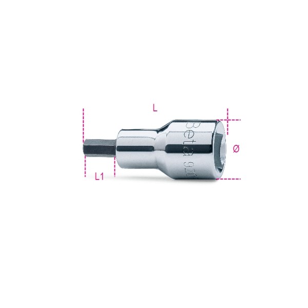 BETA Hex Screwdriver Bit, 12.7 mm Tip, 3.175 mm Tip, Hex Drive, 58 mm Overall 1-Piece