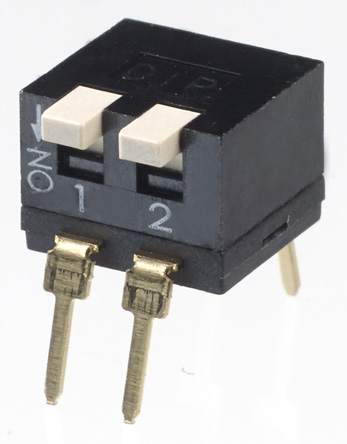 APEM 2 Way Through Hole DIP Switch DPST, Piano, Raised Actuator