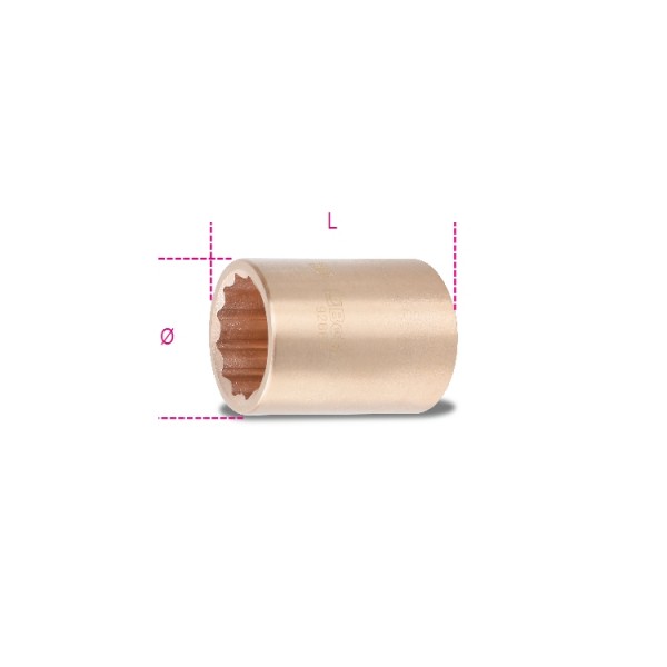 BETA 3/4 in Drive 24 mm 12 Point Square, 55mm Overall Length