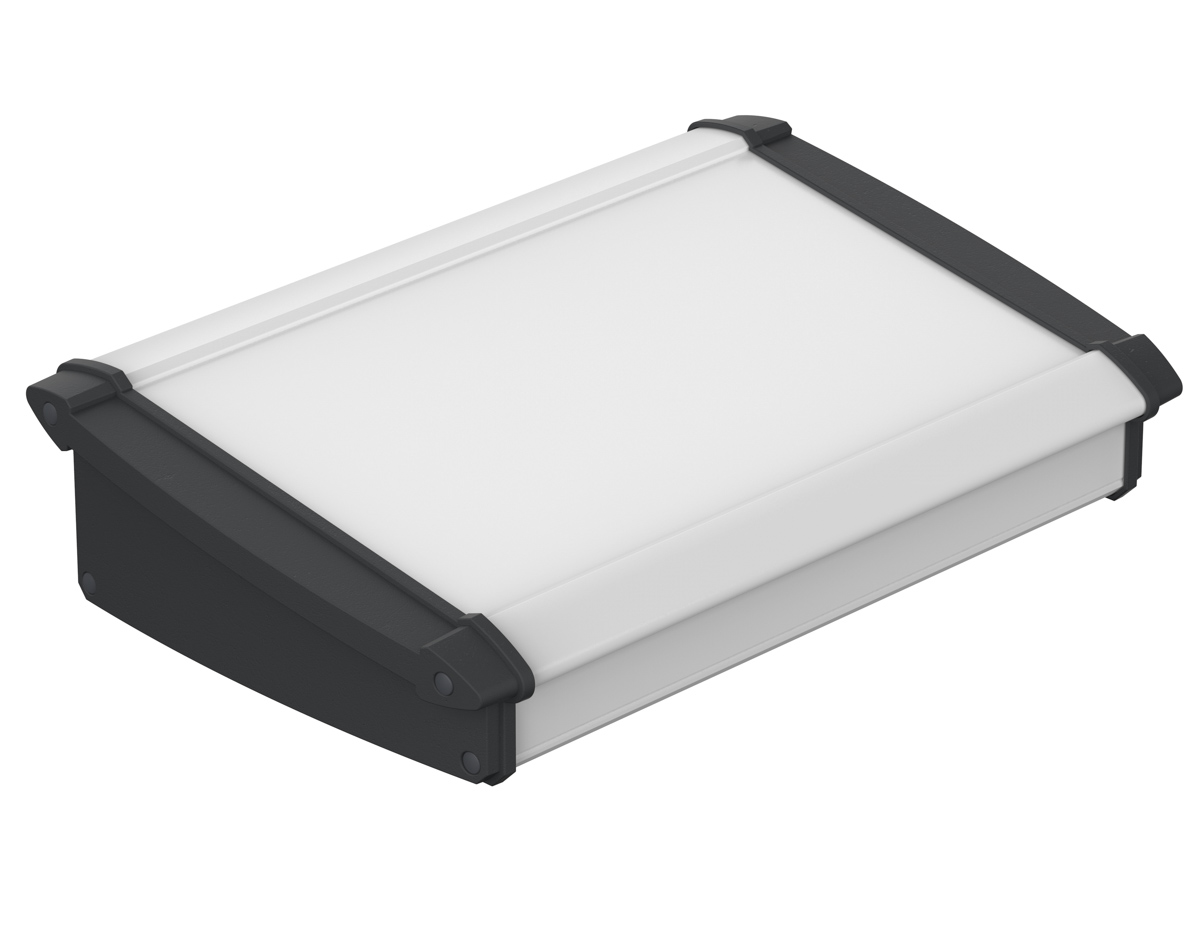 Bopla Alu-Topline Series Black, Natural Aluminium, ABS Desktop Enclosure Sloped Front, 250 mm 68.2 mm, 181.2 mm