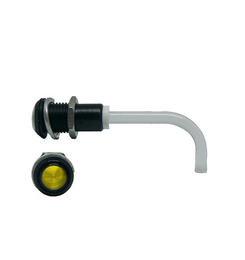 RHD-1100-2500-F9PZY67PR Bivar, Panel Mount Right Angle LED Light Pipe, Yellow Round Lens