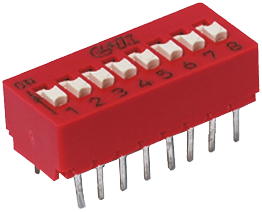 C & K 1 Way Through Hole DIP Switch SPST, Extended Actuator