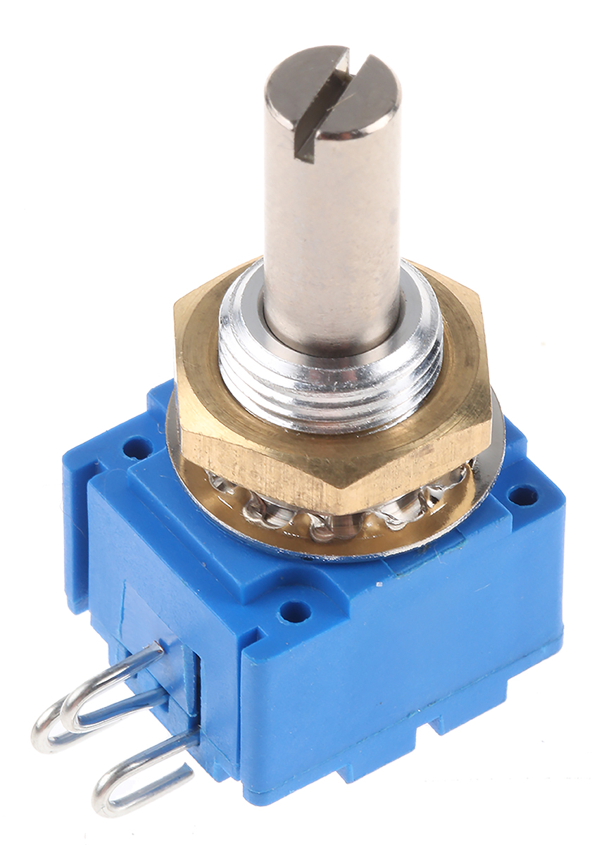 Bourns 92 10 kΩ Rotary Potentiometer 1-Turns 1-Gang Panel Mount, 92R1A-J22-L15L
