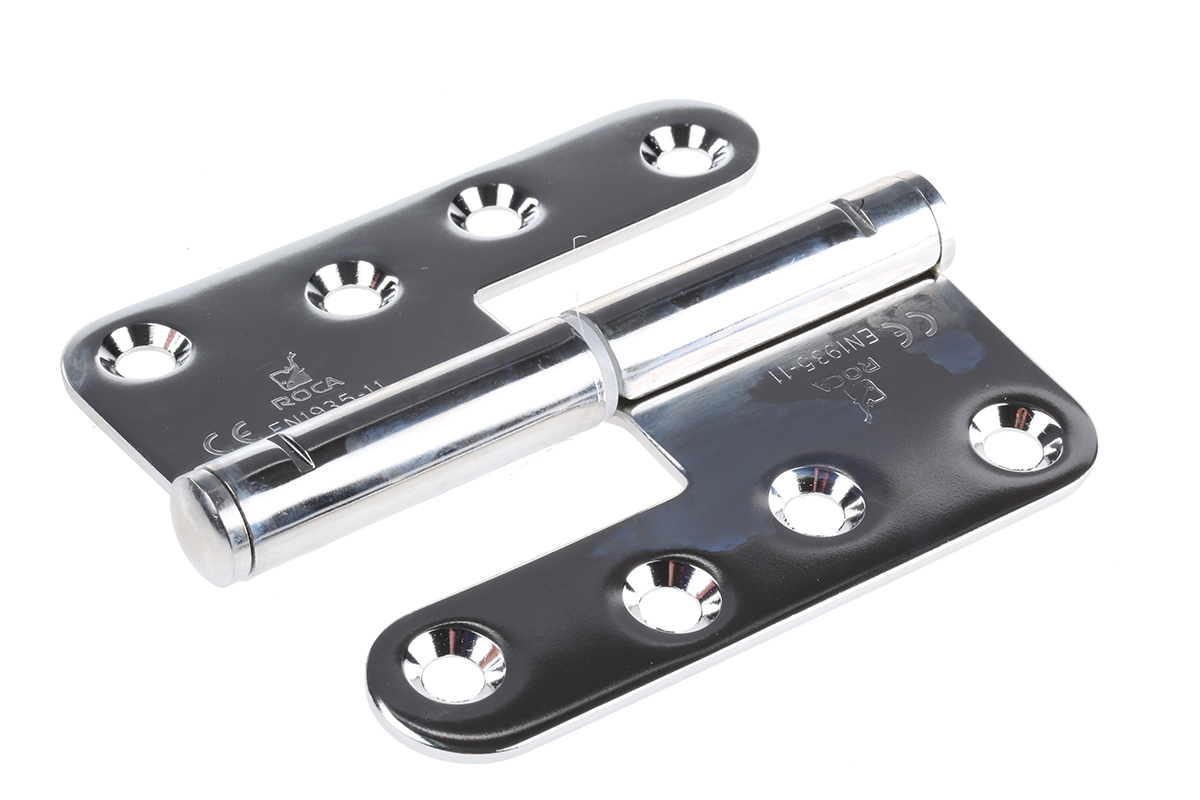 ROCA Electro Polished Stainless Steel Flag with a Lift Off Pin, Screw Fixing, 110 mm x 98 mm x 3 mm