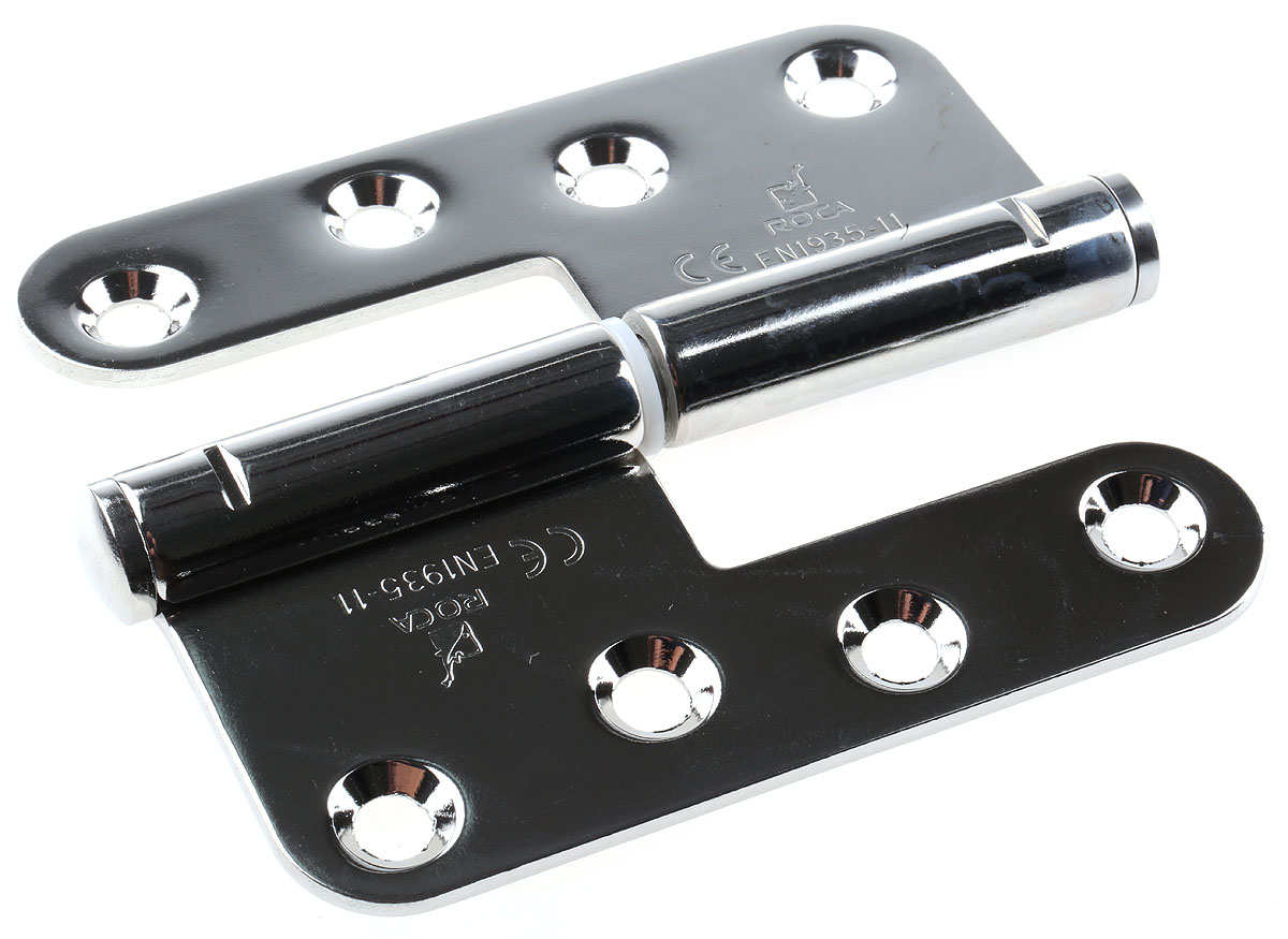 ROCA Electro Polished 316 Stainless Steel Lift Off with a Fixed Pin, Screw Fixing, 110 mm x 98 mm x 3 mm