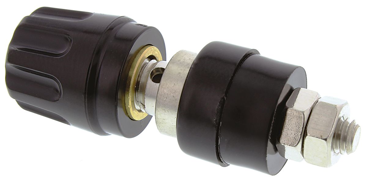 930103100 Hirschmann Test & Measurement, Black 35A Test Connector With Brass Contacts and Nickel Plated - 2 mm Hole Diameter