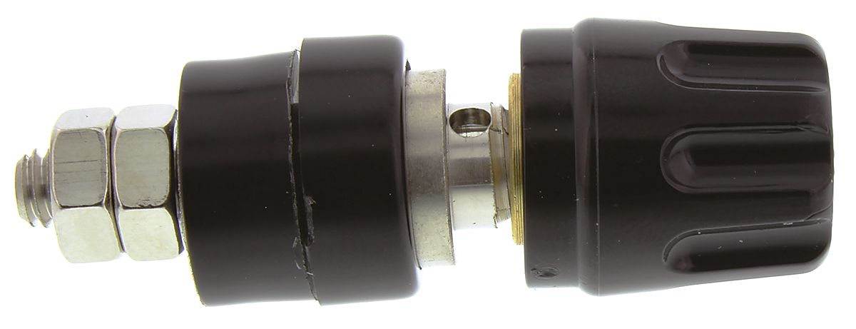 930103100 Hirschmann Test & Measurement, Black 35A Test Connector With Brass Contacts and Nickel Plated - 2 mm Hole Diameter
