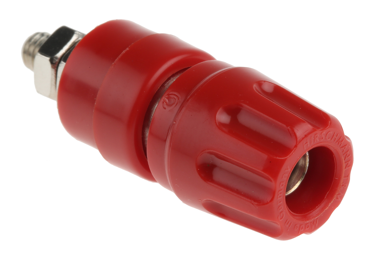 Hirschmann Test & Measurement, Red 35A Test Connector With Brass Contacts and Nickel Plated - 2 mm Hole Diameter